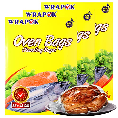 WRAPOK Bolsas de cocción para asar pollo, para carne, aves, pescado, mariscos, verduras, tamaño mediano, 15 bolsas (14 x 17 pulgadas)