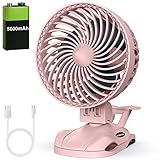 HONYIN 5000mAh Rechargeable Battery Operated Clip on Fan, 6'' CVT Small Desk Fan with Sturdy Clamp,