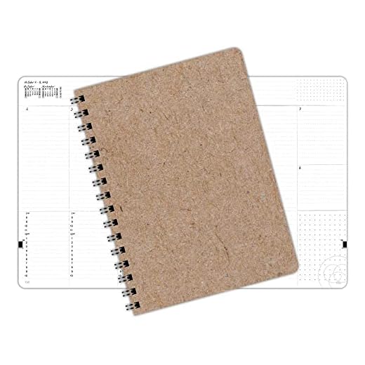 Dated 2023 Natural Day Planner (6.625" x 9") JANUARY - DECEMBER, Warm-white Eco Friendly Paper, Dotted Line Layout