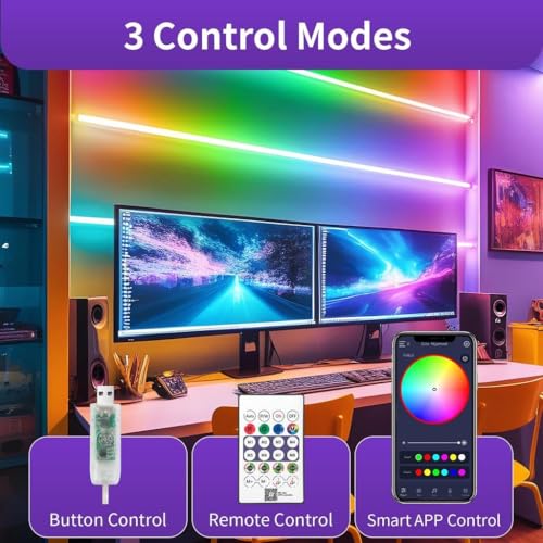 Image of LED Neon RGB Magic 5 Meter Smart Strip Light with Remote, App, USB Control Music Sync DIY Rope Light for Room, Gaming, Party, TV Background, Festival & Home Decoration (Neon Strip 5M)