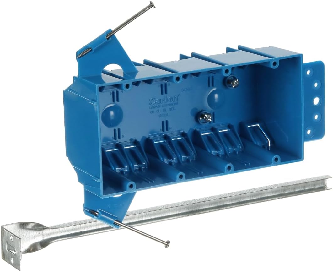 Carlon B455AH Switch/Outlet Box, New Work, 4 Gang, 7-3/5-Inch Length by 3-7/10-Inch Width by 2-1/2-Inch Depth, Blue
