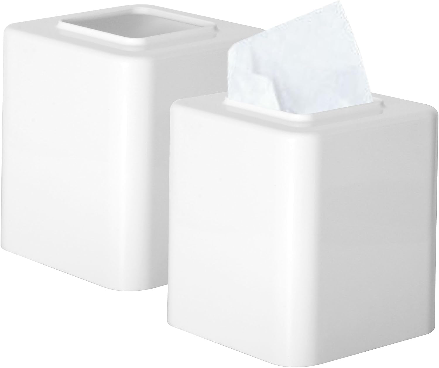 Youngever 2 Pack Tissue Box Covers, Hard Plastic Square Tissue Box Holders, Square Napkin Box Holders, ABS Material (Black) image 5