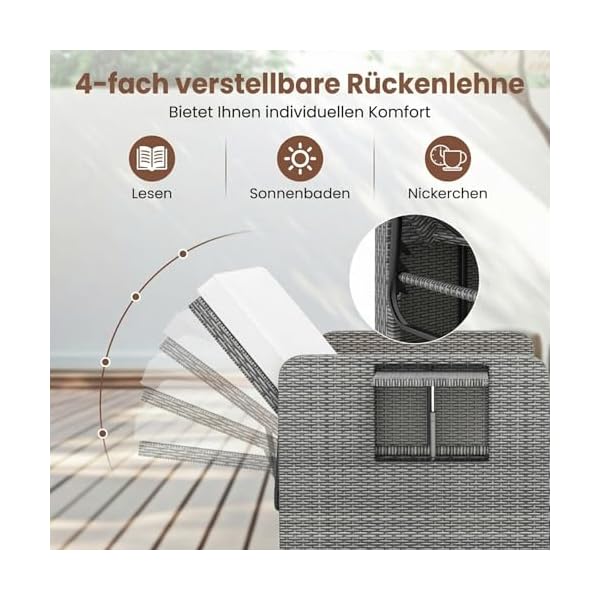 Giantex Rattan Lounge-Set mit Hocker & Liegefunktion
