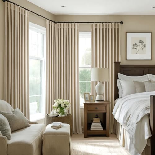 Image of MIULEE Velvet Curtains 52x84 inches 2 Panels Beige Blackout Curtains | Luxury, Bedroom Living Room, Thermal Insulated, Super Soft Window Drapes, Rod Pocket & Back Tab