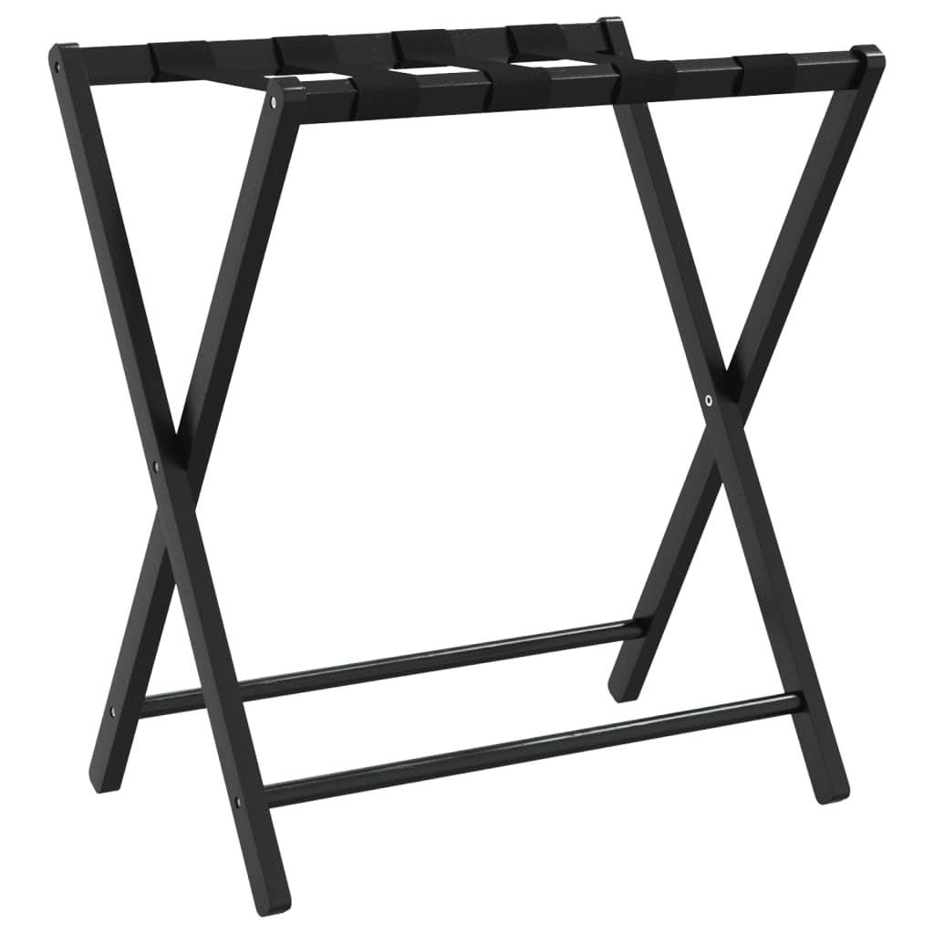 vidaXL Luggage Rack, Foldable Suitcase Stand with Sturdy Strap, Luggage Stand for Backpack, Suitcase Holder for Bedroom Living Room, Black Bamboo