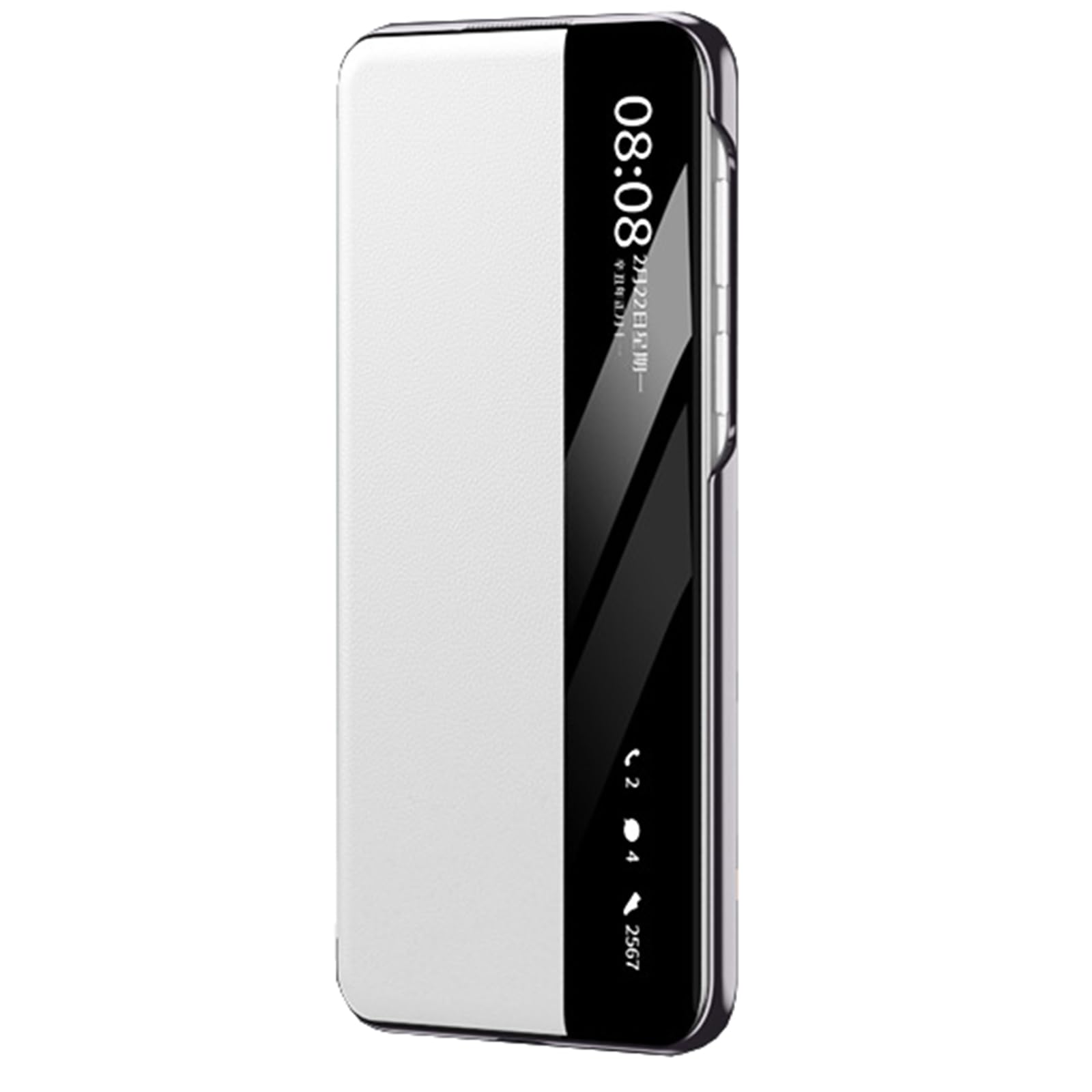 Etui z prawdziwej skóry do Huawei Mate 70 Pro +/70 Pro / 70, etui z okienkiem, ultracienkie, luksusowe, składane etui na telefon komórkowy, odporne na uderzenia, białe, 70 Pro +