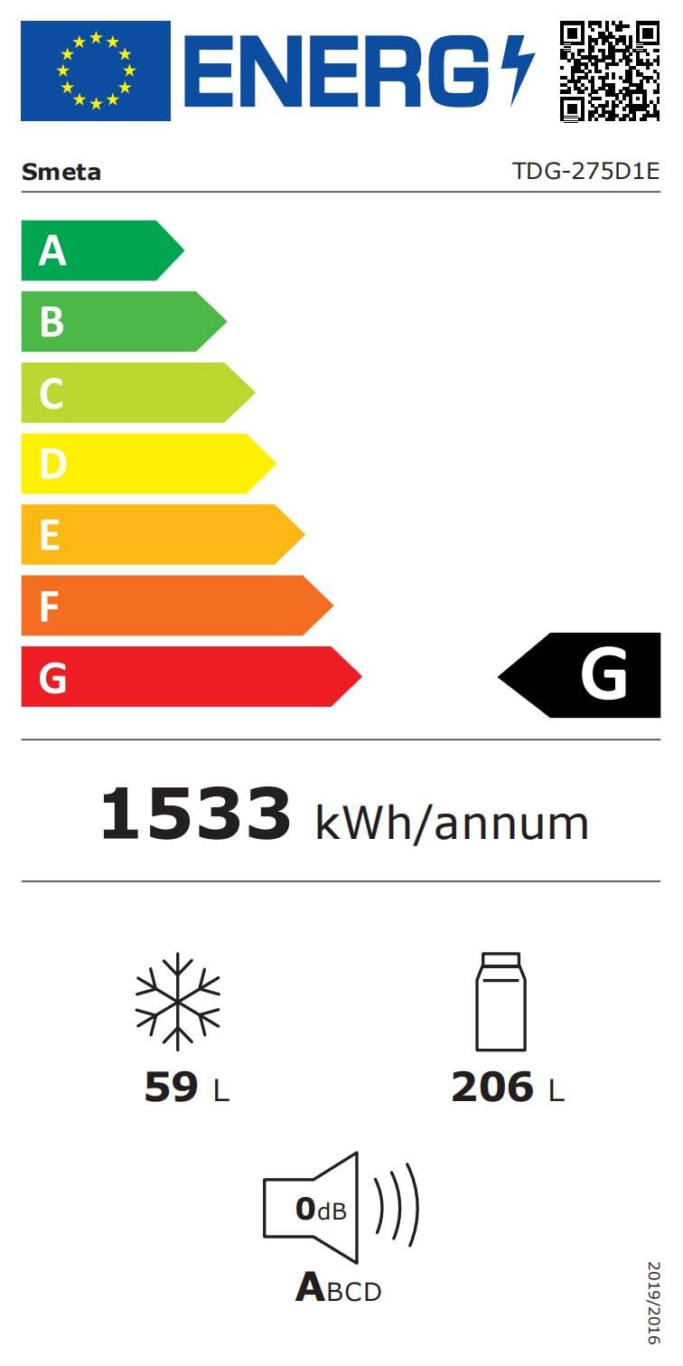 SMETA GAS Kühlschrank mit Gefrierfach, Gas/230V, Kühl-Gefrierkombination, für Gîte, Garage, Camping, Wohnmobil, 265L, Weiß
