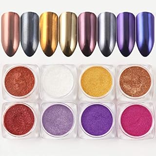 BISHENGYF 8 Bottiglia Oro rosa Specchio per unghie Polvere Unicorno Chameleon Nail Art Chrome Sirena Pigmento Decorazioni per manicure fai da te