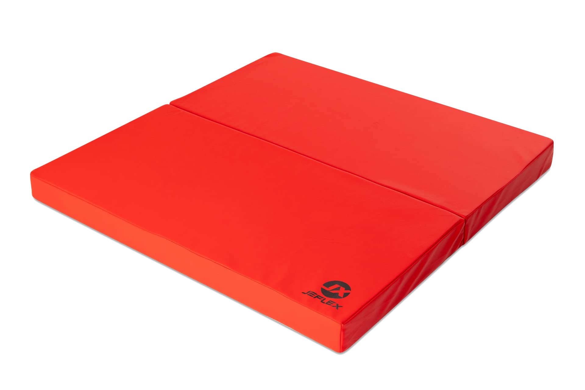 Jeflex - rote klappbare Weichbodenmatte & Turnmatte 100 x 100 x 8 cm MADE IN GERMANY/faltbare Gymnastikmatte/platzsparende Fitnessmatte & faltbare Yogamatte/dicke Sportmatte für Kinderzimmer