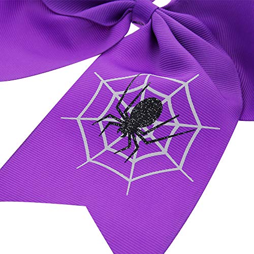 7 Inch Halloween Bow Hair Accessories Halloween Cheer Bows, Halloween Elastic Hair Ties Bowknot Rubber Bands, Pumpkin Witch Spider Skull Ponytail Holder Halloween Hair Ribbons Biws, 4 Pieces #TOP2