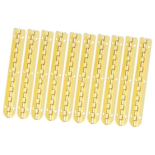Long Hinges for Wood Boxes, 10 Pcs Piano Hinge Oval Hinge Antique Hinge Cabinet Door Hinge Case Hinges 90 Degree Yellow Long Strip Hinge Buckle Hinge