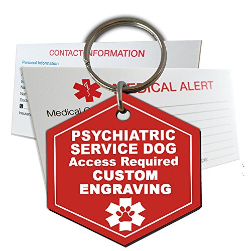 My Identity Doctor Psychiatric Service Dog ID Tag Custom Engraved Hexagon Plastic Made in USA –Red...