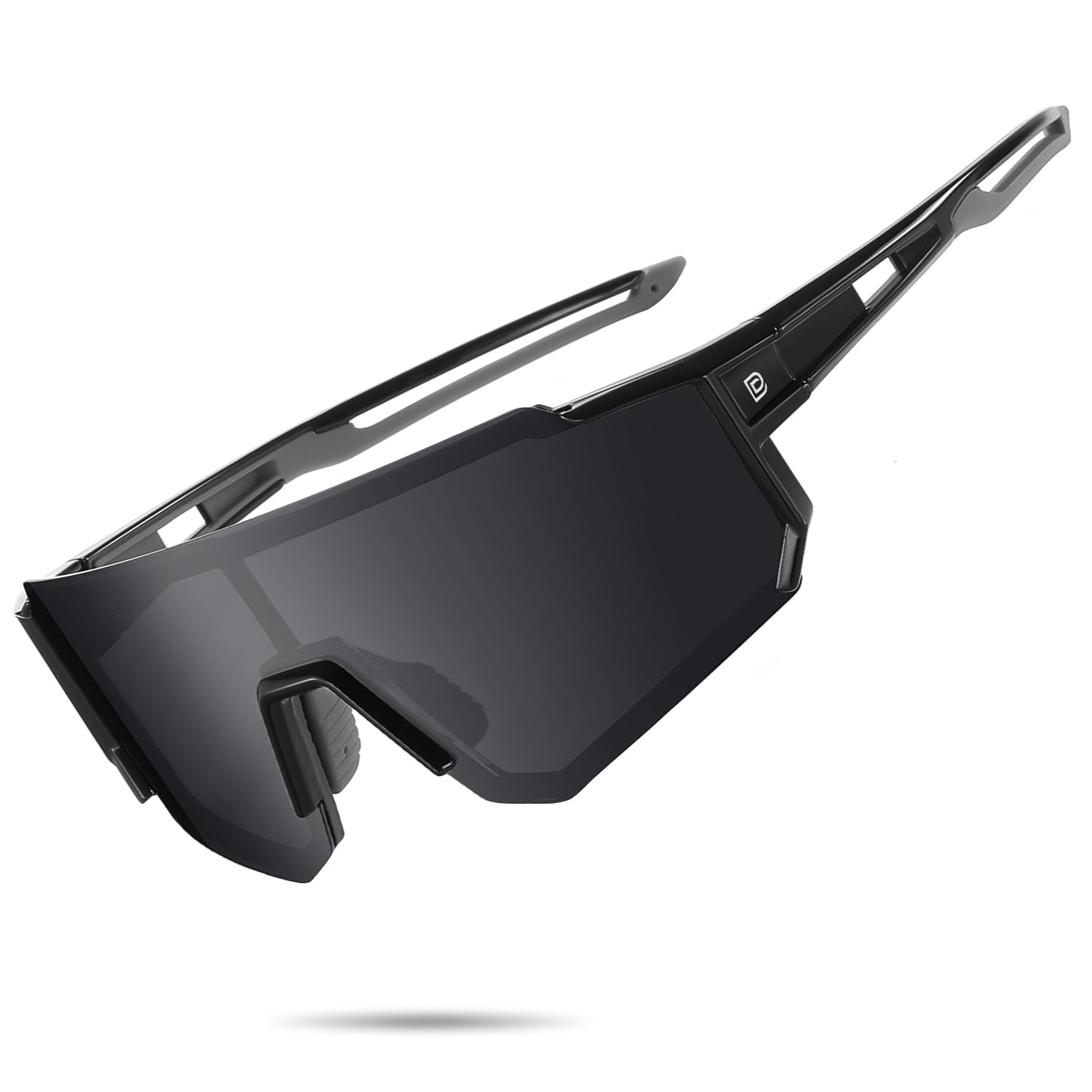 DUCO Polarized Sports Sunglasses for Men Women UV400 Protection Baseball Cycling Running Fishing Sunglasses DC0068 (Black Frame Gray Temple Gray Lens)