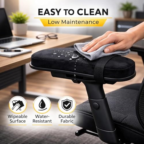 Image of Clefairy 2 Pack Thick Armrest Pads Memory Foam Office Chair Arm Pads - Office Chair Armrest Covers Provide Elbow Cushion and Relieve Pressure, Ergonomic Desk Chair Arm Covers