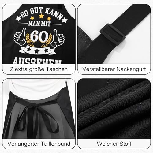 Livdouyu 60 Geburtstag Geschenk Männer Kochschürze Herren Grillschürze Lustig Geschenke zum 60 Geburtstag Mann 60. Geburtstag Schürze Damen Geschenkideen Geburtstagsgeschenk