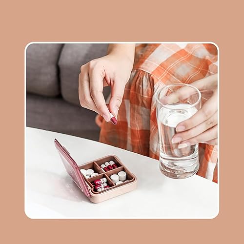 Miniatura 7 de Pastillero de viaje de 3 piezas con 4 compartimentos a prueba de humedad, pequeño pastillero para bolsillo, pastillero diario, pastillero portátil,