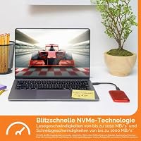 WD My Passport SSD 2 TB mobiler SSD Speicher (NVMe-Technologie, USB-C und USB 3.2 Gen-2 kompatibel, Lesen 1050 MB/s, Schreiben 1000 MB/s) Rot – Ansicht 9