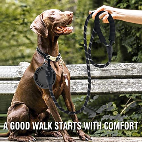 COOYOO 2 Pack Dog Leash 5 FT Heavy Duty - Comfortable Padded Handle - Reflective Dog Leash for Medium Large Dogs with Collapsible Pet Bowl¡