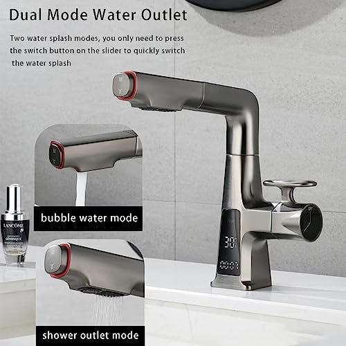 Robinet de salle de bain avec douchette et affichage LED de la température - 4