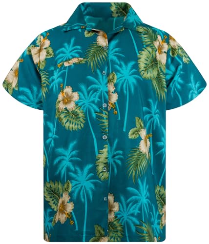 King Kaliko Trend-Hawaiiaans-Overhemd, Korte-Mouw, Small-Flower-Style, Groente, 3XL