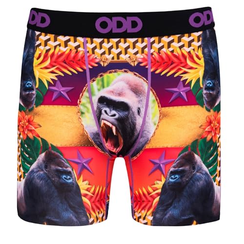 Odd Sox Men's Novelty Underwear Boxer Briefs, Gorillas High Fashion- Large