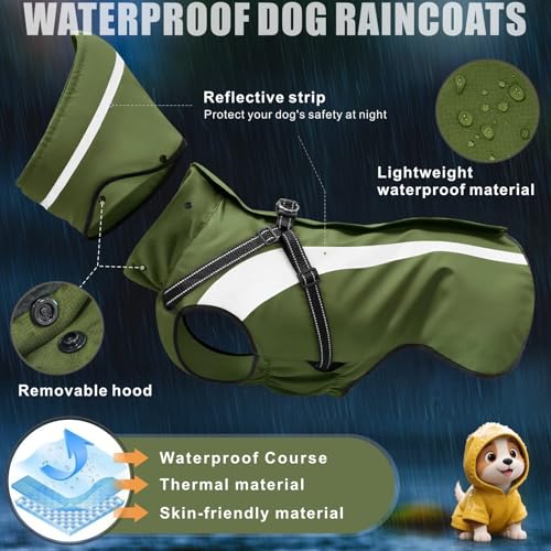 Oslueidy Hund Regenmantel wasserdichte Regenmäntel für Hunde Regenjacken mit Kapuze Haustier Regen Poncho Mantel für kleine mittlere große Hunde Welpen S-XXL (Grün, S)