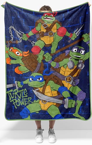 Jay Franco Kids Plush Throw Blanket Soft & Cozy Fleece Throw for Bedroom & Couch Dcor Official Licensed Product Blue - Teenage Mutant Ninja Turtles 40x50 - Travel Blanket