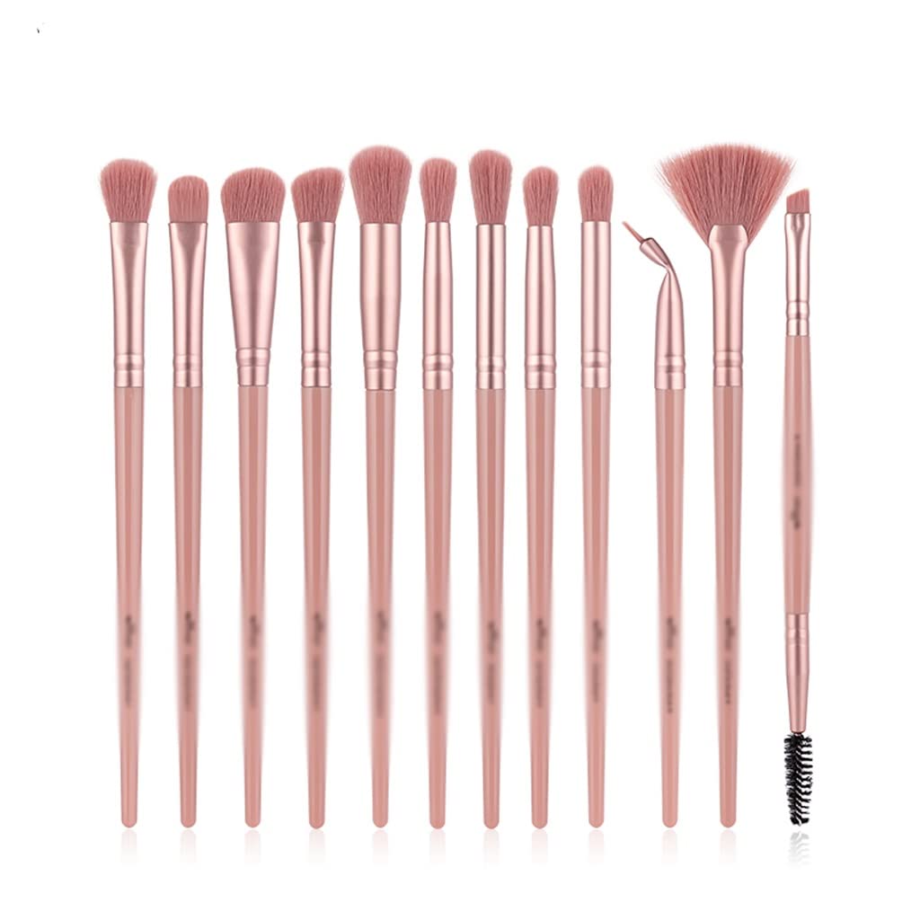 Set di 12 pennelli per Il Trucco, ombretti, Eyeliner, Ciglia, Sopracciglia, evidenziatori