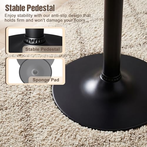 Image of Furmax Bistro Pub Table Round Bar Height Cocktail Table for Home Bar, Round Bar Tables for Party, Dining Room, Living Room and Wedding, Metal Base MDF Top, 40.6 Inch Height (1, Dark Black-1)