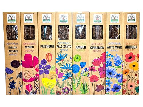 Incienso Natural - 8 Aromas Premium (Lavanda, Palo Santo, Almizcle y Más) | Sin Tóxicos, Ecológico y Artesanal | Aromaterapia, Yoga, Meditación | Quemado Duradero, 30g (4)