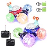 Haktoys HAK101 2-Pack Blue and Red Invincible Tornado RC Stunt Car, Radio Remote Control...