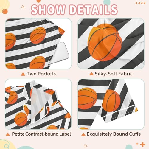 Basketballs Stripes Pajamas Set Summer Button Down Sleepwear Pjs Sets Comfy Loungewear3