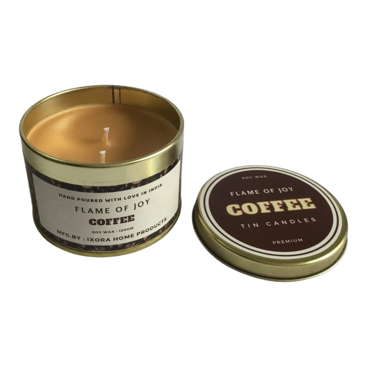 FLAME OF JOY Coffee Scented Soy Wax Tin Candle/Luxury Soy Wax Scented Candle/Travel Tin Candle/Scented Soy Wax Tin Candle for Gifting to Friends and Women/Burn time Upto 20 Hours