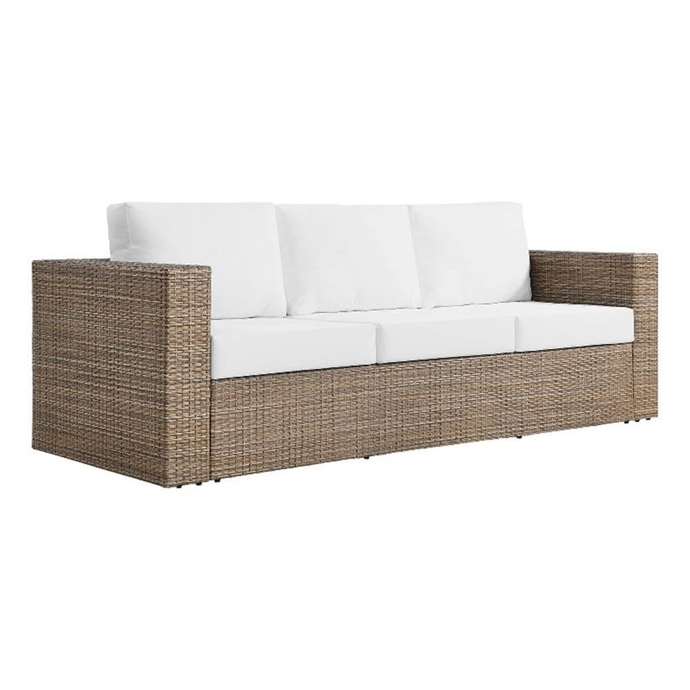 Modway Convene Outdoor Synthetic Rattan Sofa in Cappuccino and White