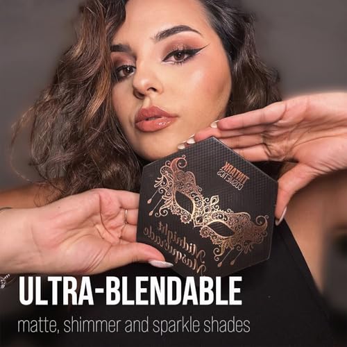 Black Smokey Eyeshadow Makeup Palette, Dark Smoky Eye Shadow Palettes for Halloween Goth Make up Glitter Shimmer Matte Pallets, Midnight Masquerade 21 Colors Brown Neutral Naked, Talc Free - Image 4