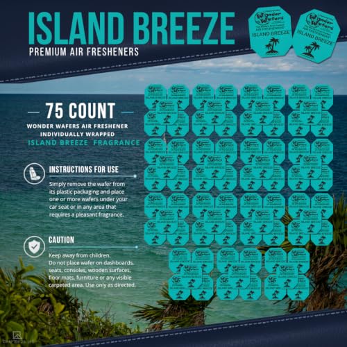 Image of Wonder Wafers 75 Count Air Fresheners Individually Wrapped, Island Breeze Fragrance