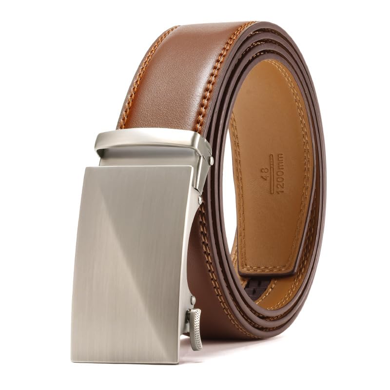 Men's leather belt, business versatile double-sided cowhide without interlayer automatic buckle belt, belt men