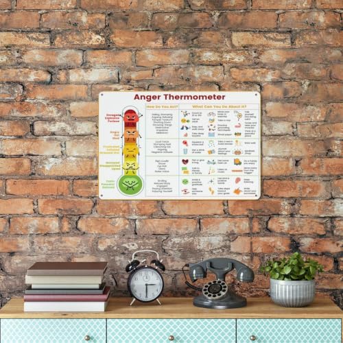 Anger Thermometer Metal Sign, Emotional Regulation Chart Aluminum Sign, Feelings Management Poster, Social Emotional Learning Wall Decor for Classroom School Counseling Room Home20x30cm - Image 6