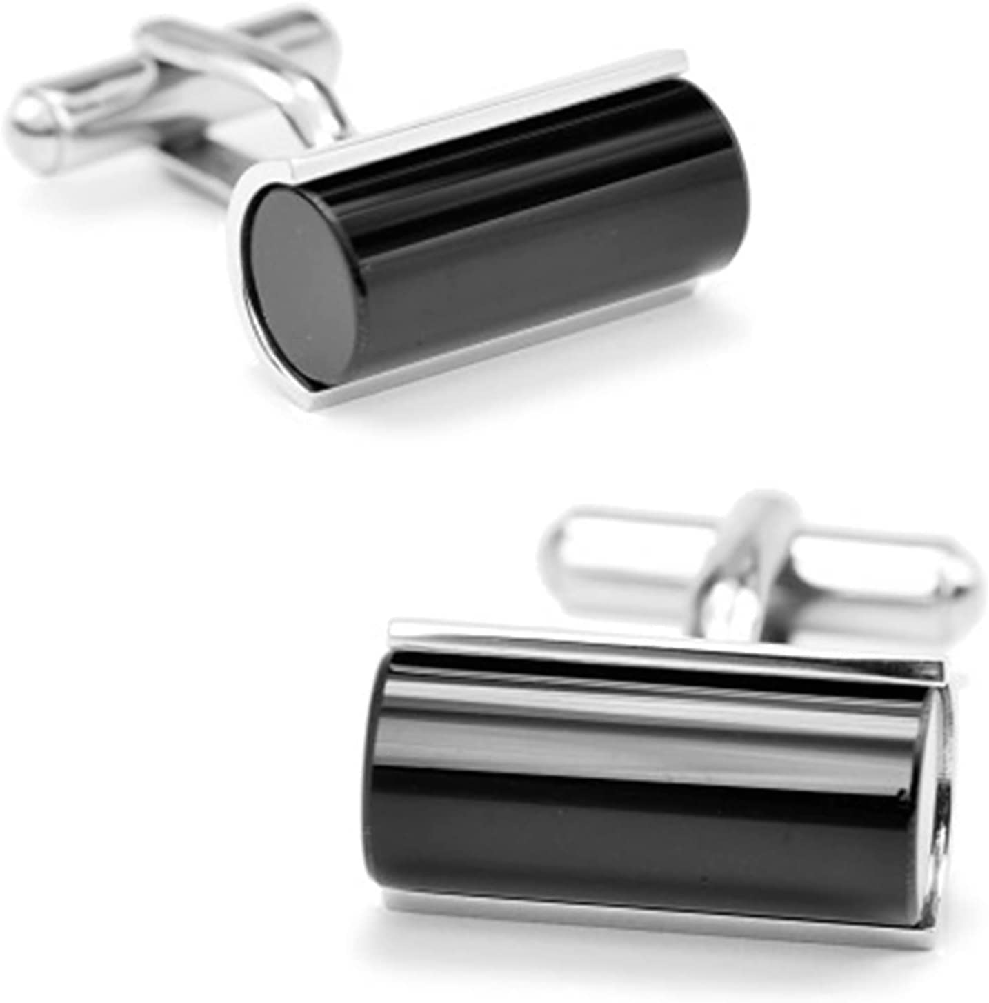 WAAZI Gemelli da Uomo Stile Elegante Polsino Squisito Metallo Gemelli Unici Camicia da Uomo Accessori Personalizzati Regalo Black Onyx Jem Stone Sleeve Gemelli in Acciaio Inossidabile Balletto