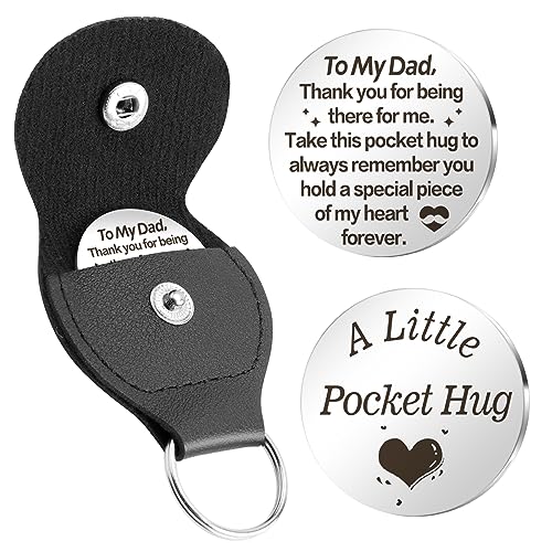 Pocket Hug Token Keychain Gifts for Dad - Thank You & Long Distance Gifts for Fathers Day & Christmas