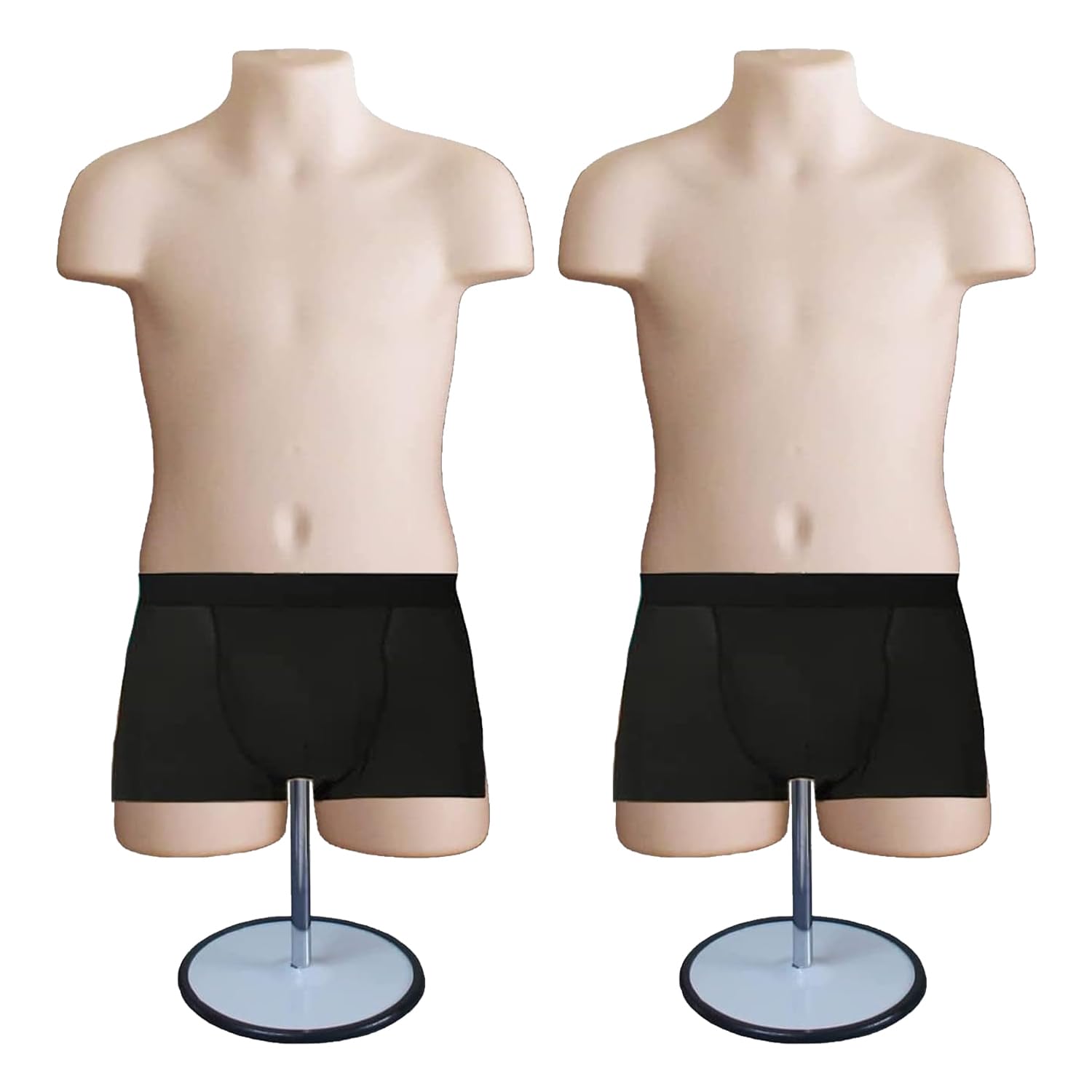 DisplayTown 2 Sets of Flesh Child Mannequin Torso, Dress Form Hollow Back Child Body, with Metal Stands for Counter Top or Hanging, Easy to Assemble, Size 5T-7