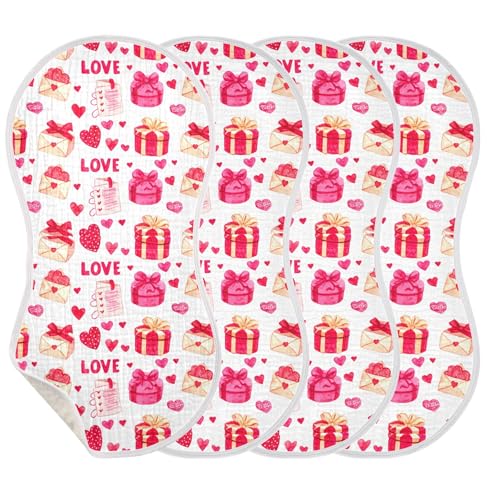 xigua Watercolor Gifts Muslin Baby Burp Cloths Set of 4, Super Soft & Absorbent Burping Rags, Cotton Burp Clothes Shower Gift for Newborn, Baby Girls and Boys3