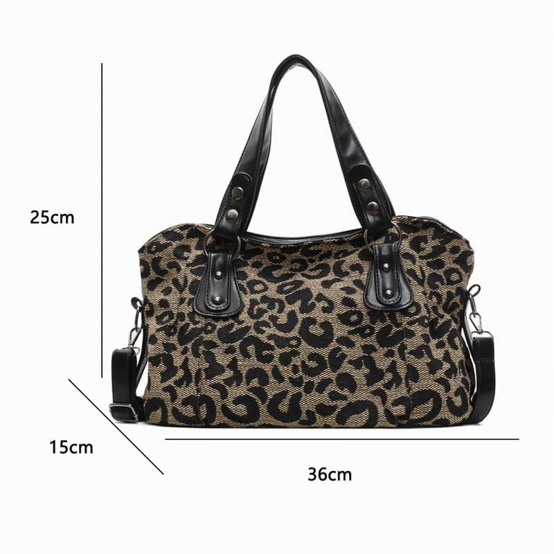 Hobo Borsa Bauletto Borsa a mano con Tracolla da Donna in Pelle Sintetica Sacchetto Borsa a spalla Borse Tote Borse Manici Lunghi Donne Borsetta Leopardo nero