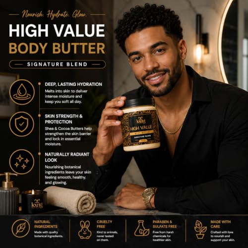 Image of KXNG Luxurious Whipped Body Butter, Deeply Hydrating Shea Butter Body Cream, Moisturizer for Men & Women, Cruelty-Free Skincare