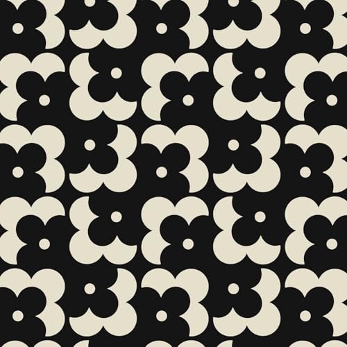 Ismoon Geometric Peel and Stick Wallpaper Boho Black and Beige Contact Paper 118'x17.3' Vintage Floral Wallpaper Removable Self-Adhesive Wall Paper Waterproof for Bathroom Wall Decor Vinyl