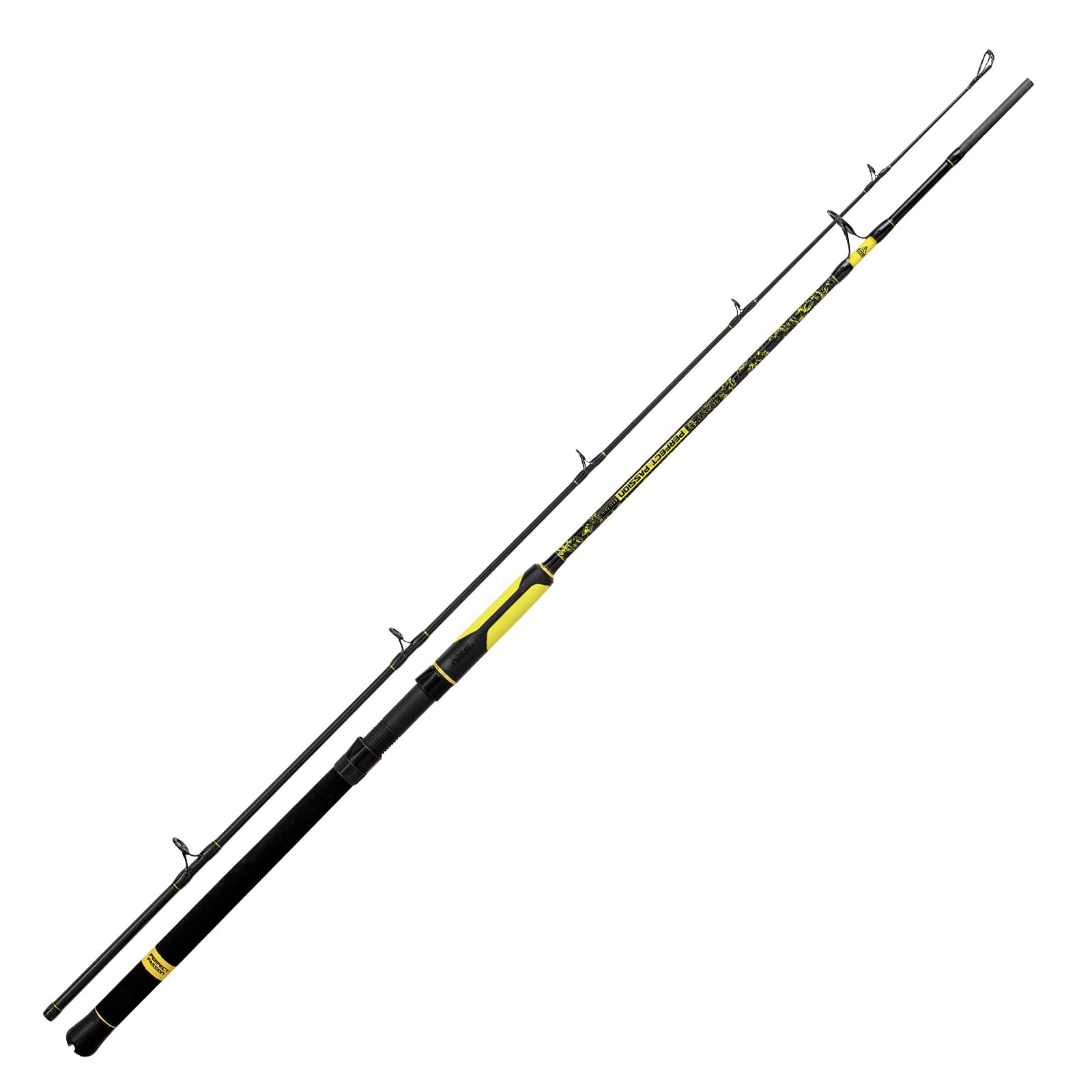 Black Cat Caña de Pescar Premium Passion Boat Spin Caña de Pescar para Pesca de Siluro, Peso 50-190 g, Negro y Amarillo, 2,40 m