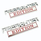 WULIDE Firefighter Edition Emblem, Firefighter Edition 3D Metal Fenders Decal Car Badge for Pickup Truck Car Truck Motorcycle F150 F250 F350 4.13' L x 1.2' W 2Pack (Silver/Red)
