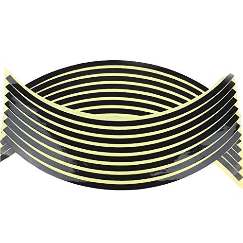 RONGLINGXING Powersports Parts 16 Pcs Reflective Motorcycle Wheel Stickers DIY Decals Rim Tape Sticker And Decals Car-styling For Motorcycle Accessories (Color : Black)