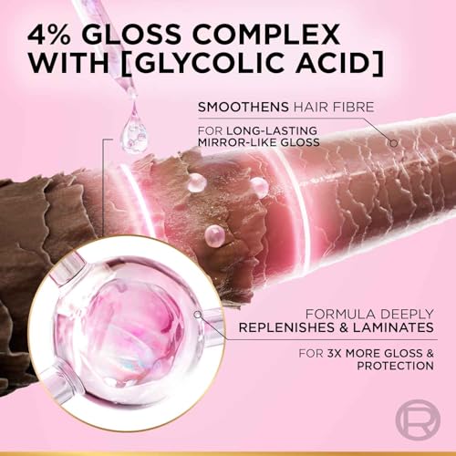 Image of L'Oreal Paris Floral Glycolic Gloss Shine Sealing Conditioner, Powered By 4% Glycolic Acid, For Dull Hair, Smoothens Hair Fiber For 3X More Gloss, 175Millilitre