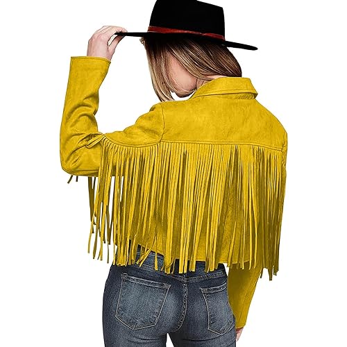 Womens Vintage Fringe Faux Suede Leather Cropped Jackets Fall Winter Motorcycle Moto Biker Short Open Front Tassel Coat2